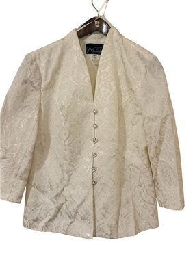 Alex Evenings Ivory Floral Jacquard Evening Jacket